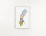 Sweden Watercolor Print, Sweden Art, Sweden Painting, Abisko National Park, Sweden shape Print - Emilie Taylor Art