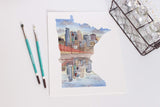 Minnesota Watercolor Painting, MN North Shore Decor, Minnesota State shape art, Minnesota print - Emilie Taylor Art
