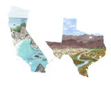 Custom Trail State to State Print, Custom State Art, Moving State Gift, States with Heart Trail - Emilie Taylor Art