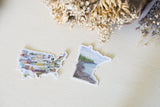 Mini USA Map Decal, Watercolor US Sticker, United States Car Decal, US Map Decal, State Sticker - Emilie Taylor Art