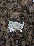 Mini USA Map Decal, Watercolor US Sticker, United States Car Decal, US Map Decal, State Sticker - Emilie Taylor Art