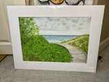 Boardwalk to Point Beach Original Painting  Mated to size 18x24