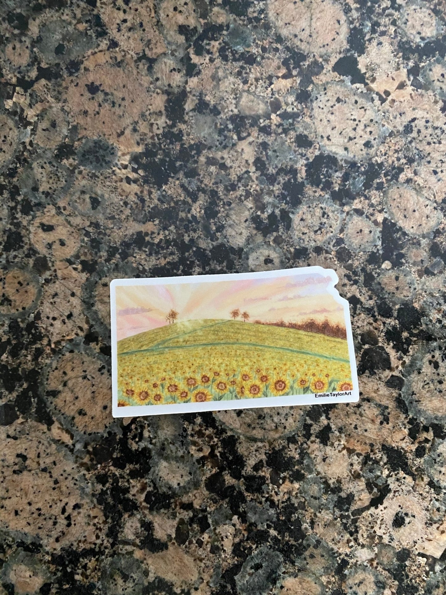 Kansas Decal, Watercolor Kansas Sticker, KS Car Decal, Home State Decal, Sunflower State art Emilie Taylor Art
