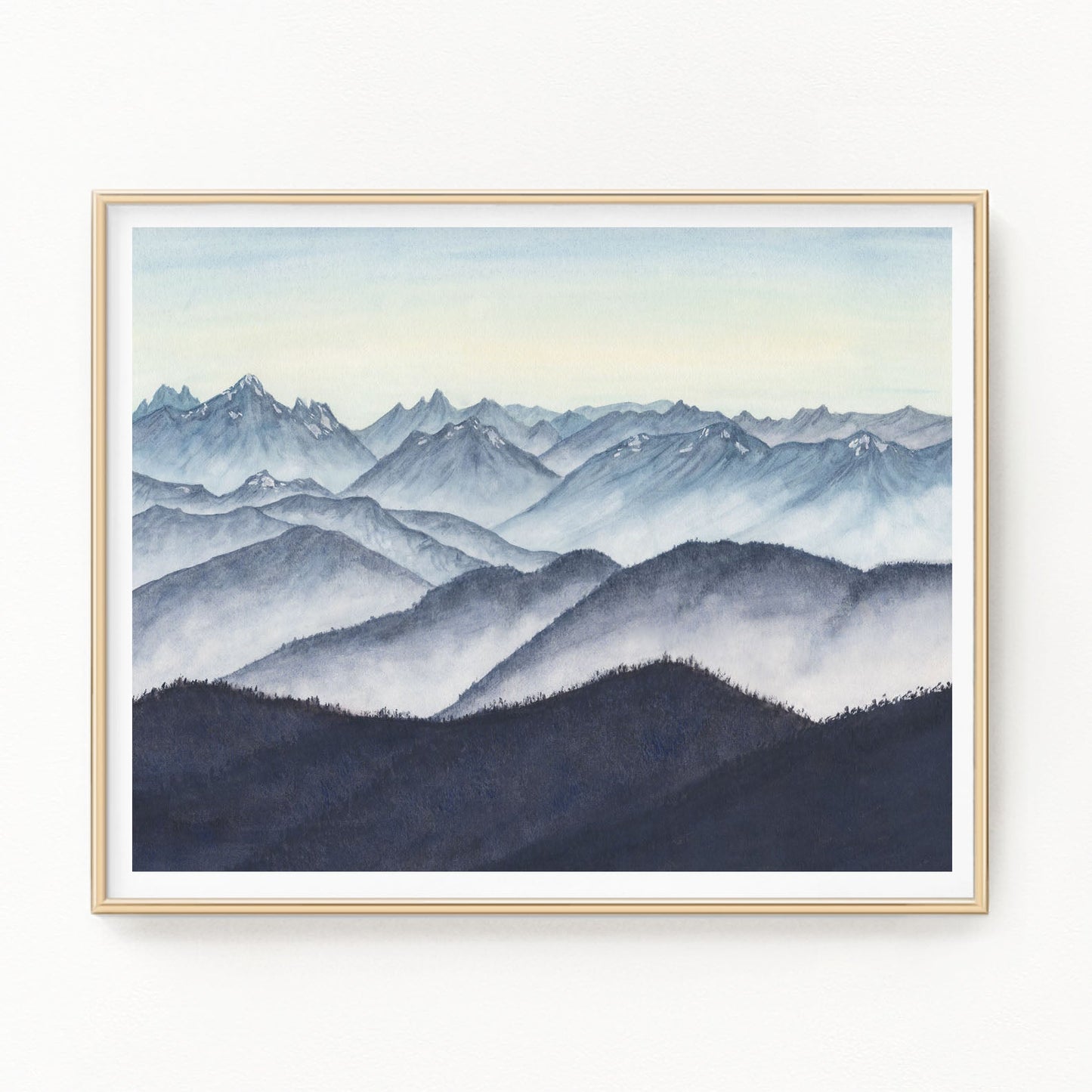 Monochromatic Cascades Limited Edition Watercolor Painting Emilie Taylor Art