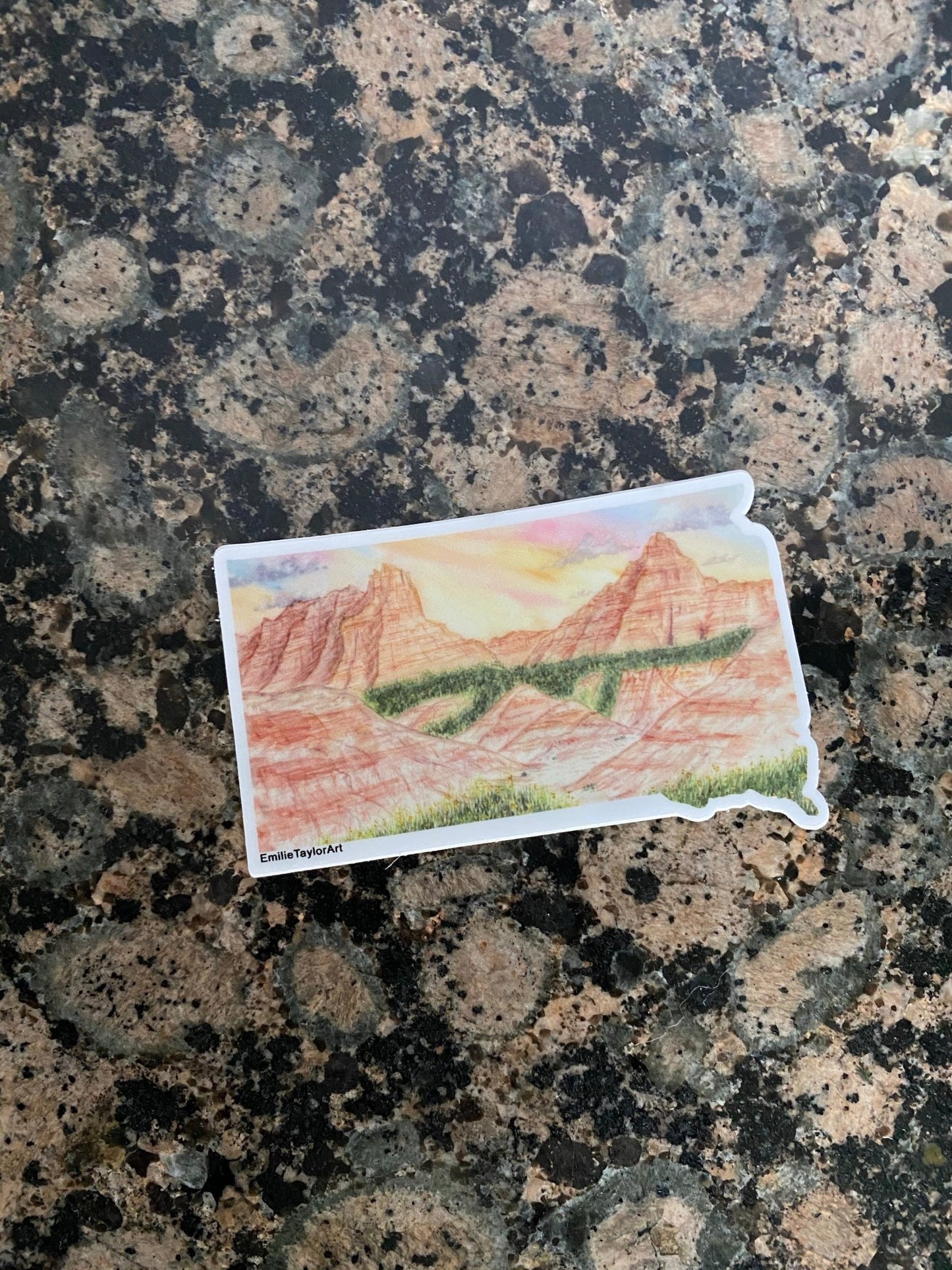 South Dakota Badlands National Park Decal, Watercolor South Dakota Sticker Emilie Taylor Art