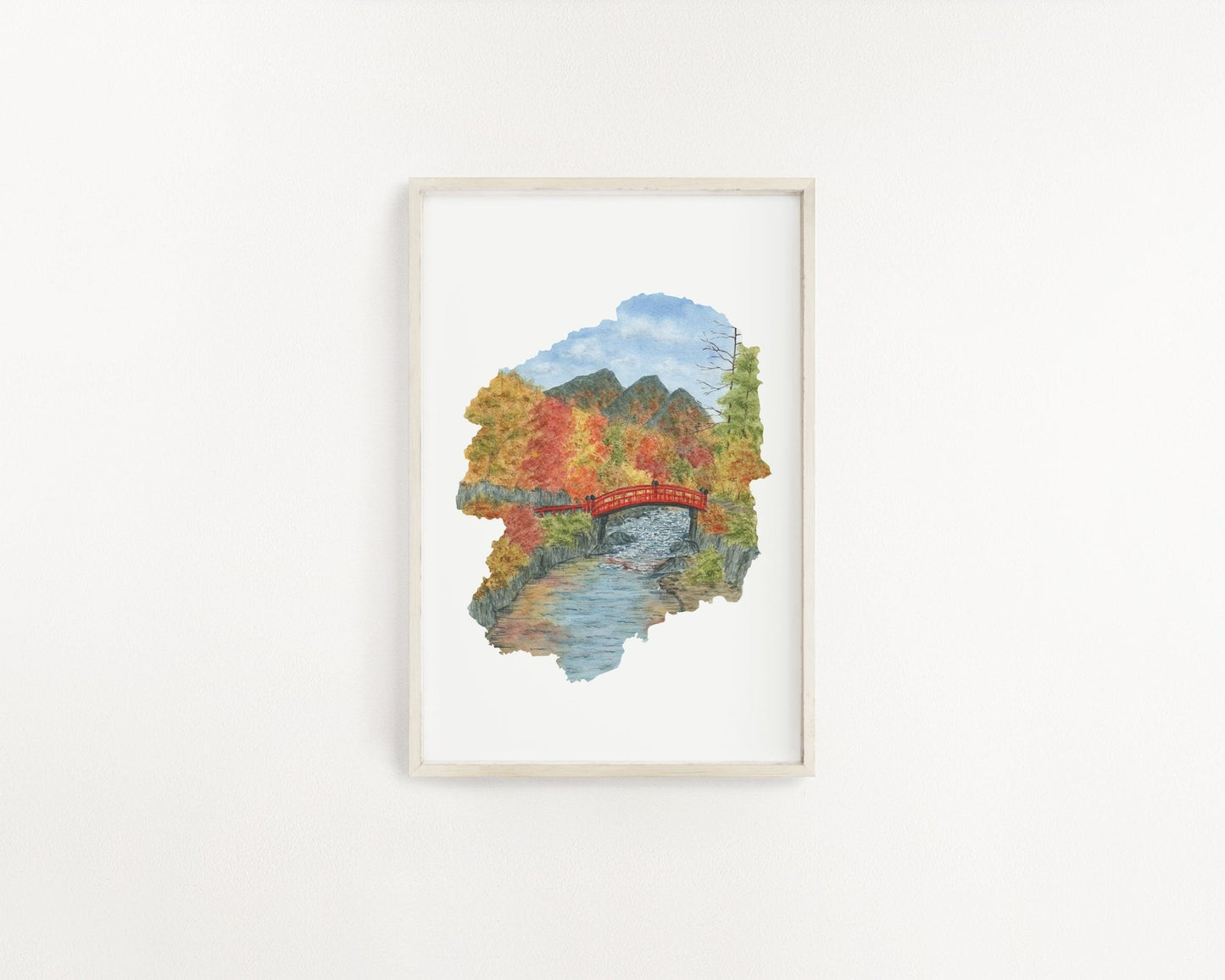 Tochigi Watercolor Painting, Japan Art, Tochigi Art, Shinkyo bridge, Tochigi Print Emilie Taylor Art