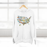 United States Hoodie, USA Sweatshirt, US Map Hoodie, 50 States Sweatshirt, Map of the United States Artwork, Three-Panel Fleece Hoodie