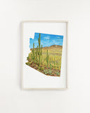 Arizona Saguaro National Park Watercolor Painting, Saguaro Cactus Print