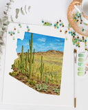 Arizona Saguaro National Park Watercolor Painting, Saguaro Cactus Print