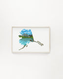 Alaska Glacier Bay Watercolor Painting, Glacier Bay National Park, Alaska State Art