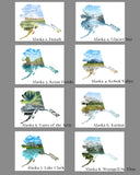 Alaska Glacier Bay Watercolor Painting, Glacier Bay National Park, Alaska State Art