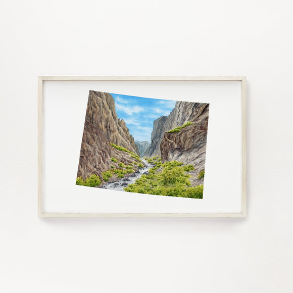 Colorado Black Canyon of the Gunnison National Park, Colorado Watercolor Painting, Black Canyon