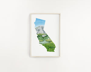 California Watercolor Print, Kings Canyon National Park Art, National Park of California