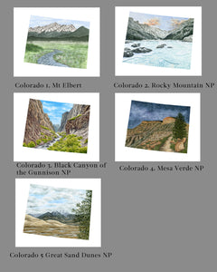 Colorado Greeting Card, Watercolor State Card, State Gift, Colorado Souvenir, Colorado Travel Gift - Emilie Taylor Art