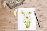 Daffodil Print| Watercolor Daffodils Painting, Narcissus Flower