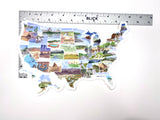 Large USA Map Decal, Watercolor US Sticker, United States Car Decal, US Decal, US bumper Sticker