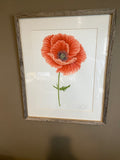 Red Poppy Original Painting Mated and framed to size 16x20