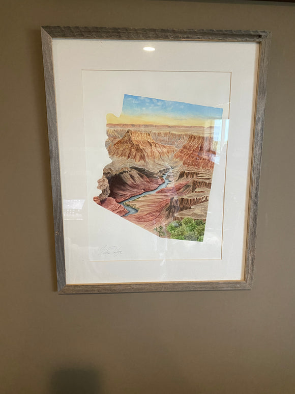 Arizona Grand Canyon National Park Original Painting Mated and framed to size 16x20