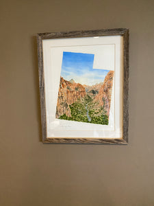 Utah Zion National Park Original Painting Mated and framed to size 11x14