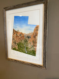Utah Zion National Park Original Painting Mated and framed to size 11x14