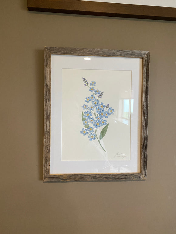 Forget Me Nots Original Painting  Mated and framed to size 11x14