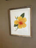 Hibiscus Original Painting  Mated and framed to size 11x14