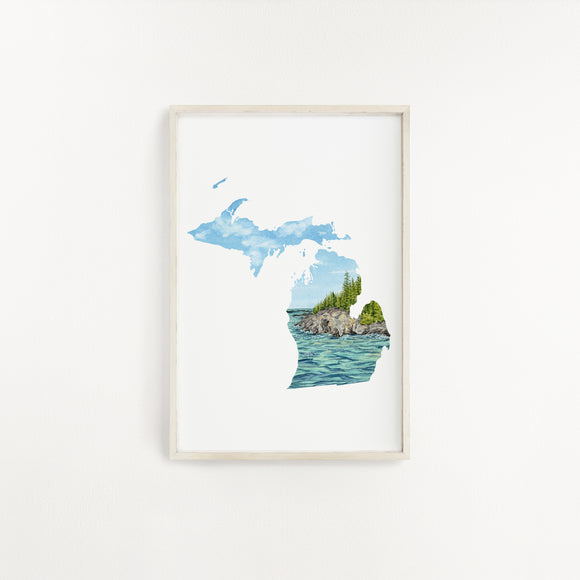 Michigan Isle Royale Watercolor Print, Michigan National Park Souvenir, Isle Royale National Park