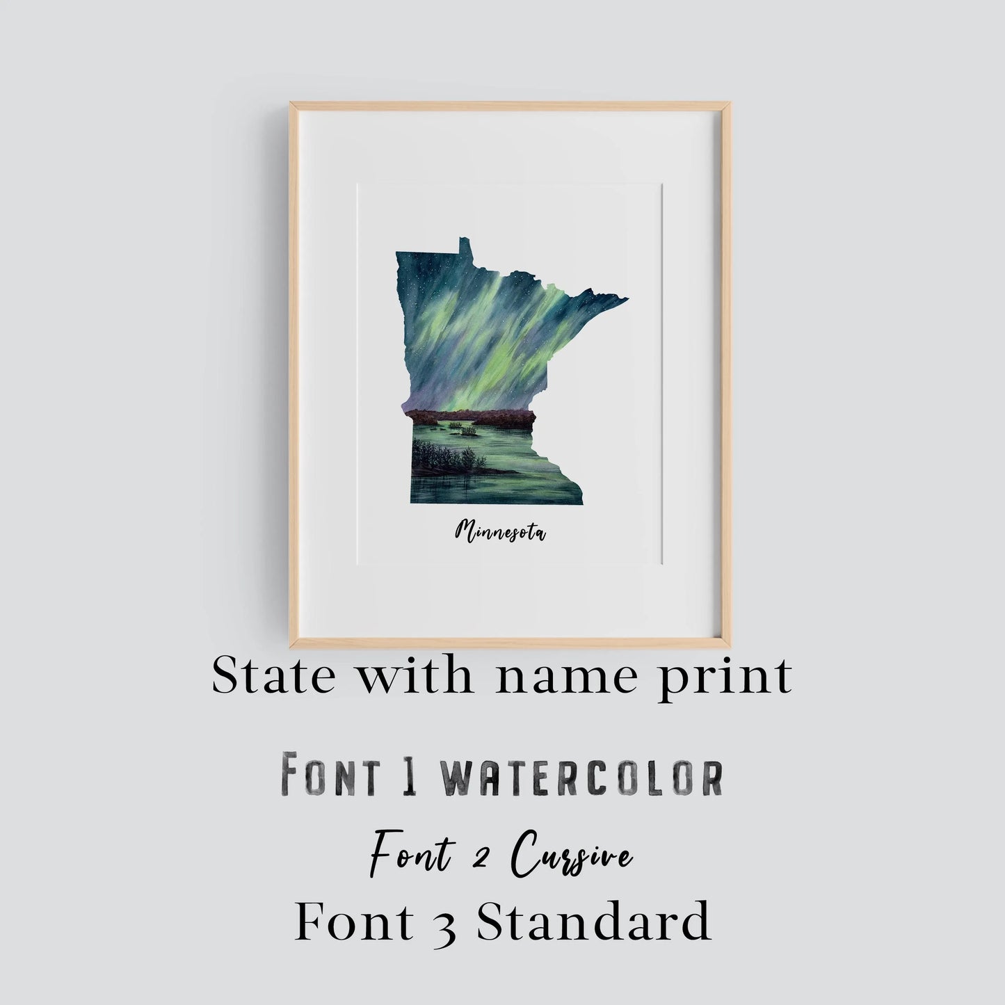 Watercolor State with Name | Print with State's name added |