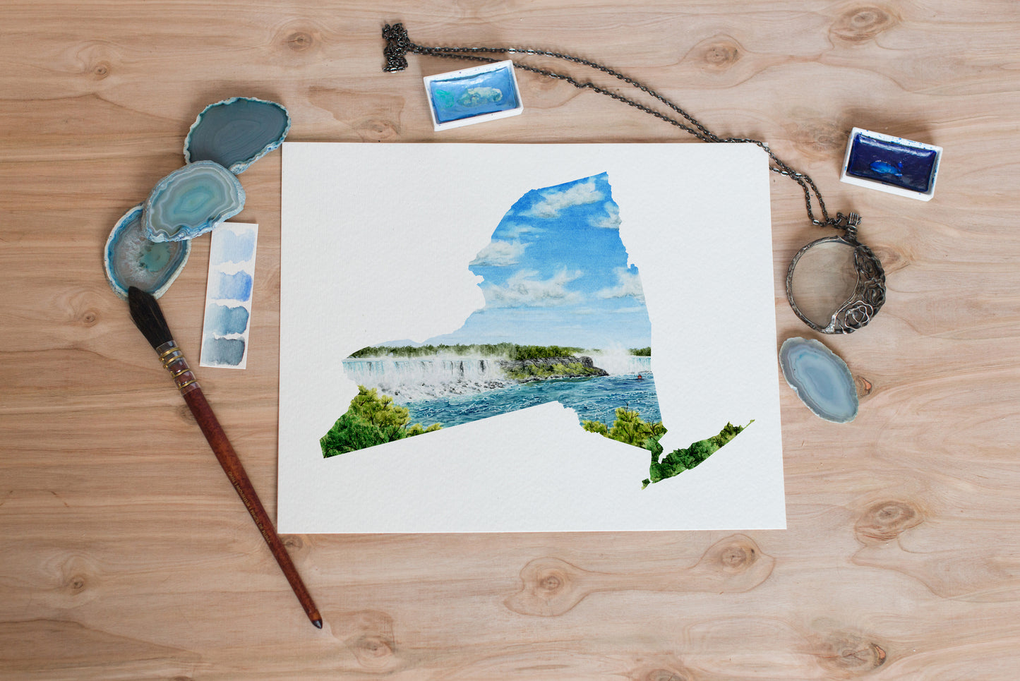 New York Painting, Niagara Falls Print, New York State Art