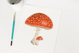 Watercolor Mushroom Painting, Red Capped mushroom print, Red Toadstool, Spotted Mushroom, Print of a Mushroom, Fly Agaric