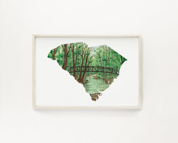 South Carolina Congaree National Park Print, South Carolina Watercolor Painting, Congaree Souvenir