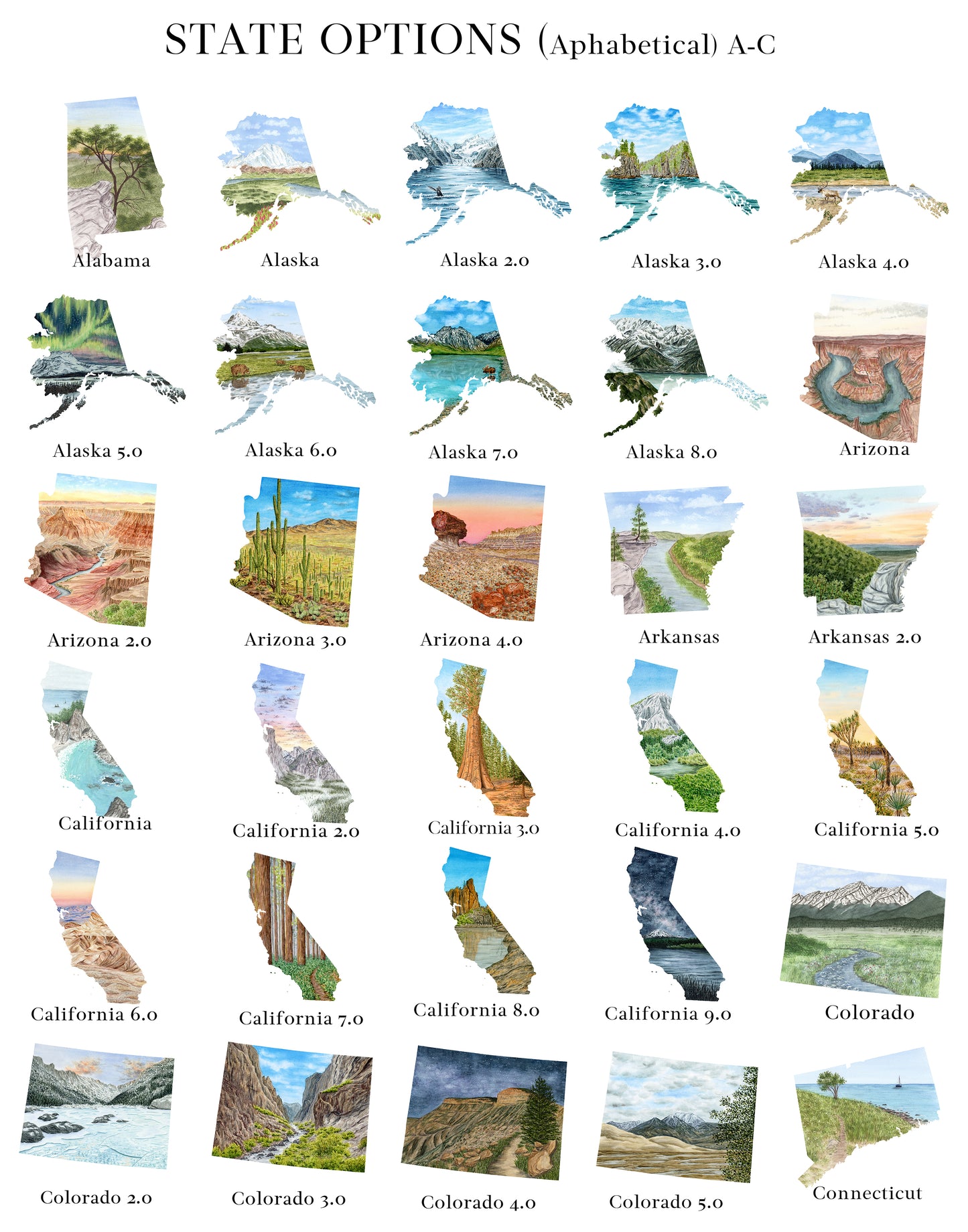 Watercolor State with Name | Print with State's name added |