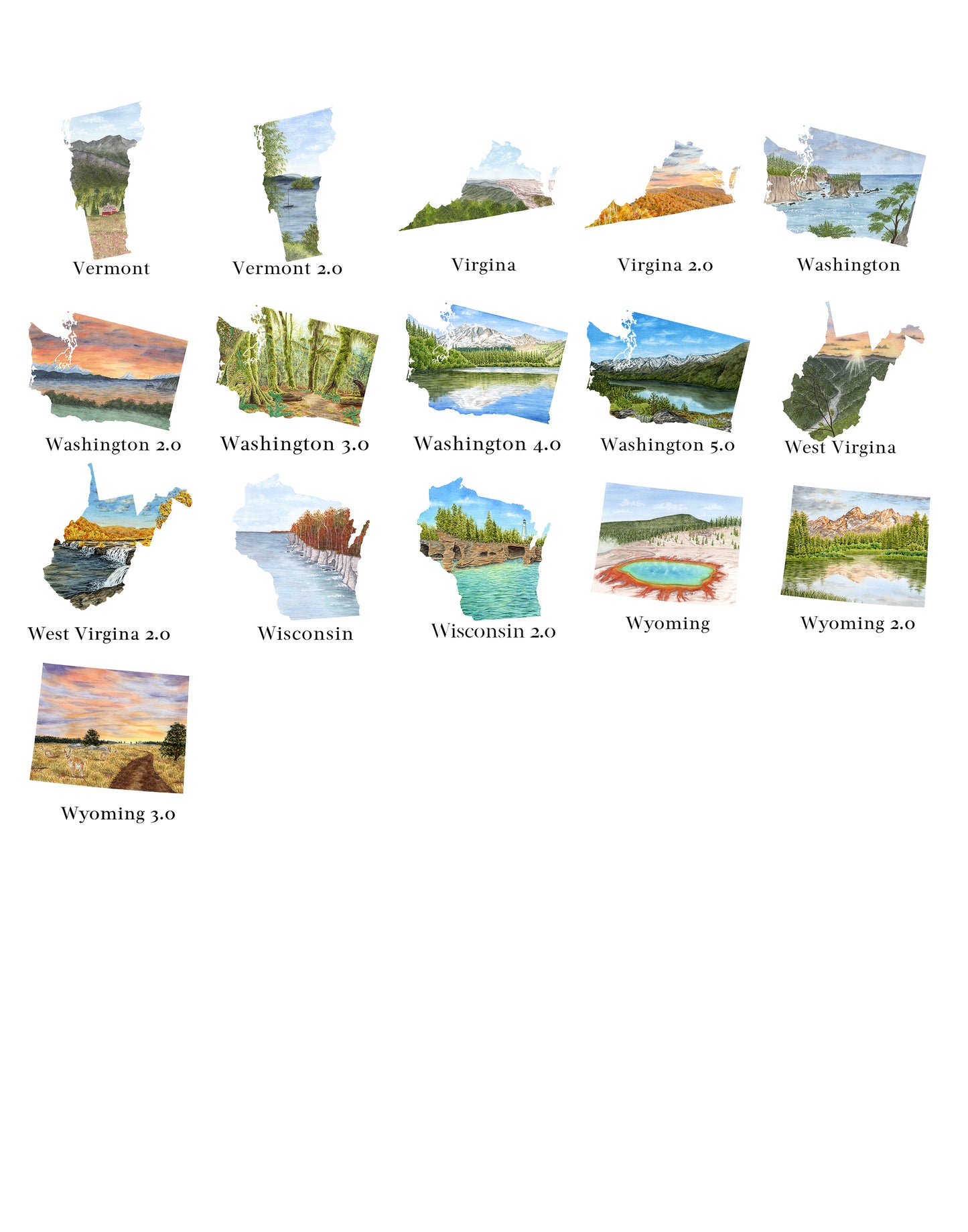 Watercolor State with Name | Print with State's name added |