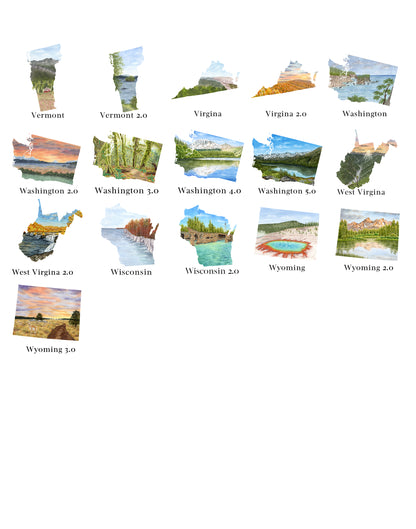 Watercolor State with Name | Print with State's name added |