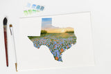 Texas State Art, Texas Blue Bonnets and Indian Paintbrush Flower Painting