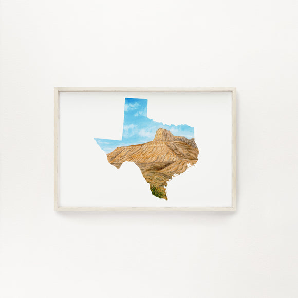 Texas Watercolor Print, Guadalupe Mountains National Park Souvenir, Texas Painting