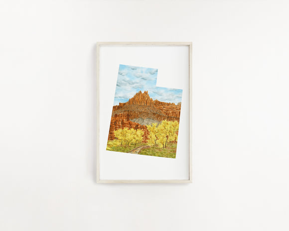 Utah Capitol Reef National Park Watercolor Painting, Capitol Reef National Park Souvenir, Utah the Castle