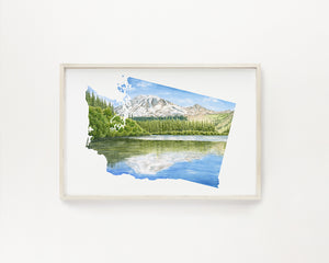 Washington Mount Rainier National Park, Bench Lake, Watercolor Print