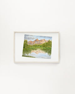 Wyoming Grand Teton Watercolor Print, Grand Teton National Park, Wyoming State Art