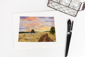 Wyoming Cheyenne Landscape, Watercolor Wyoming, Pronghorn of Wyoming