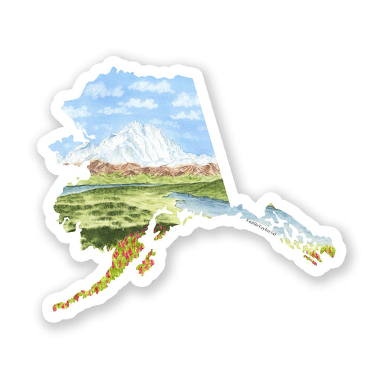 Alaska Decal, Watercolor Alaska Sticker, AK Car Decal, Home State Decal, State Sticker Emilie Taylor Art
