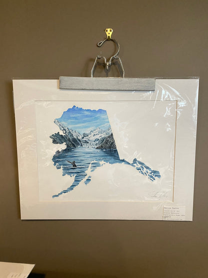 Alaska Glacier Bay National Park Original Painting Mated to size 16x20 Emilie Taylor Art