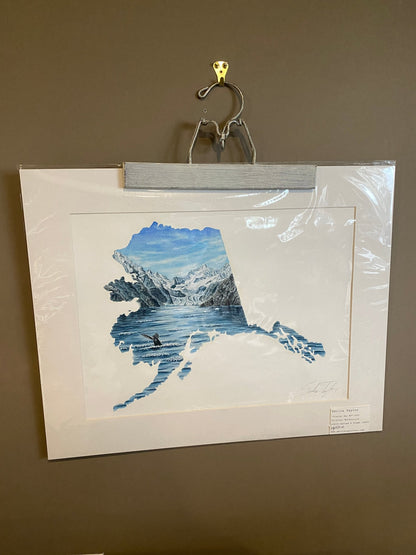 Alaska Glacier Bay National Park Original Painting Mated to size 16x20 Emilie Taylor Art