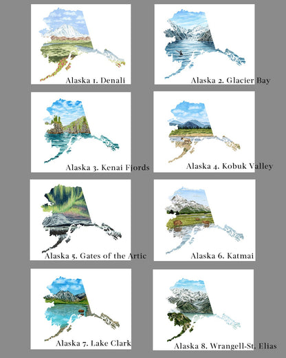 Alaska Wrangell - St. Elias National Park Watercolor Painting, Wrangell - St. Elias Souvenir Emilie Taylor Art
