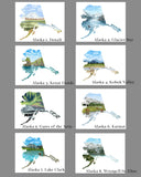 Alaska Wrangell - St. Elias National Park Watercolor Painting, Wrangell - St. Elias Souvenir Emilie Taylor Art