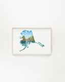 Alaska Wrangell - St. Elias National Park Watercolor Painting, Wrangell - St. Elias Souvenir Emilie Taylor Art