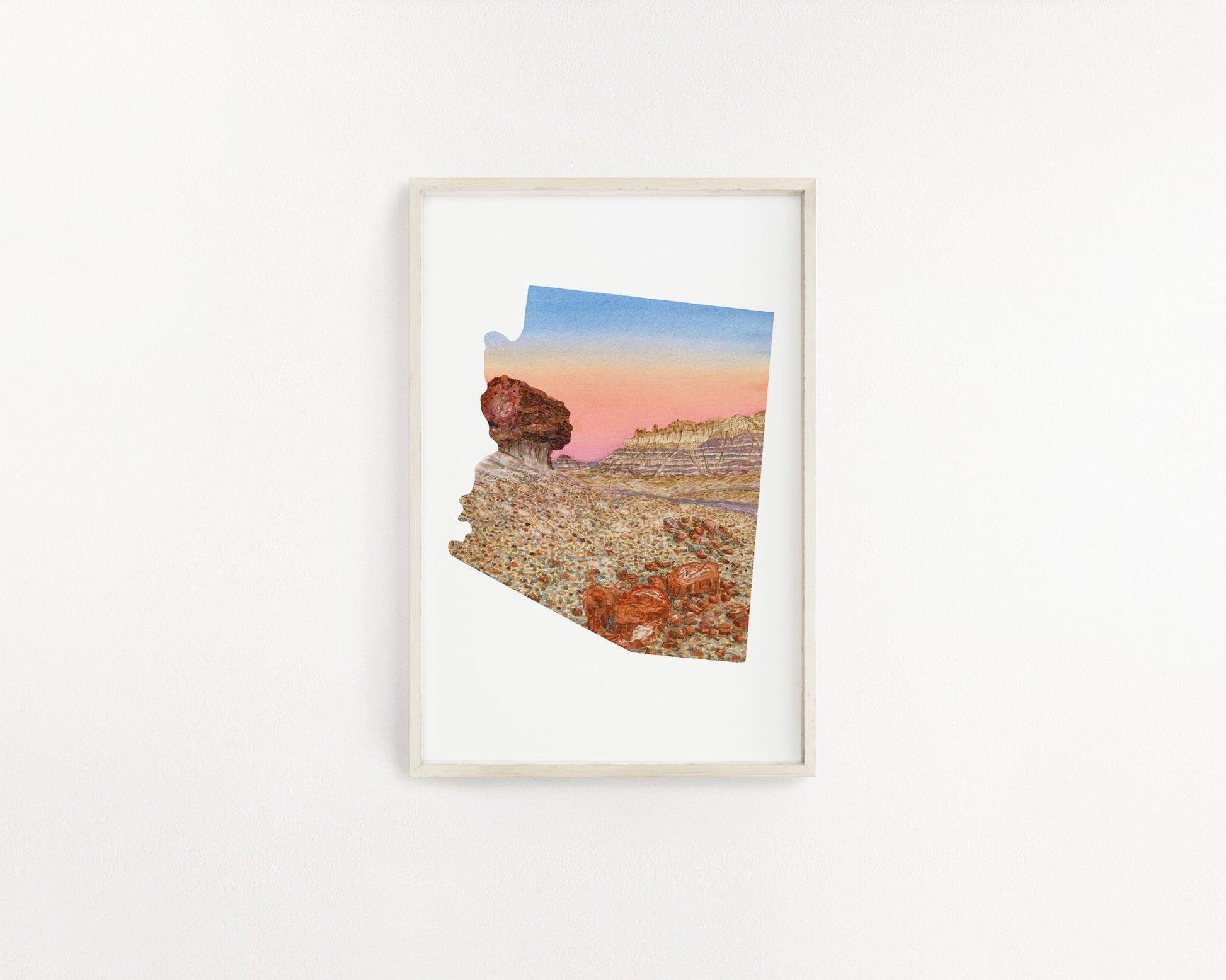 Arizona Petrified Forest National Park Watercolor Painting, Petrified Forest Souvenir Emilie Taylor Art