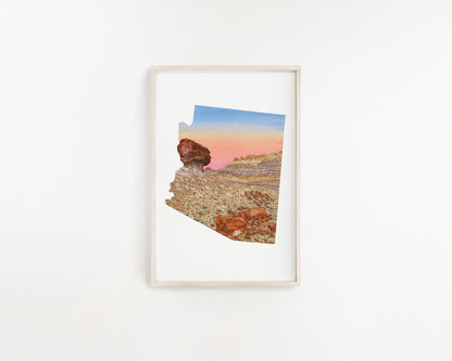 Arizona Petrified Forest National Park Watercolor Painting, Petrified Forest Souvenir Emilie Taylor Art