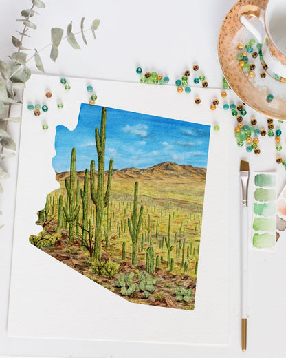 Arizona Petrified Forest National Park Watercolor Painting, Petrified Forest Souvenir Emilie Taylor Art