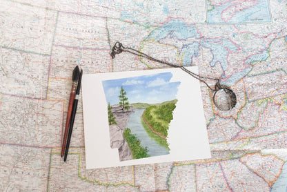 Arkansas Watercolor Print, Hot Springs National Park Painting, Arkansas State Art, Arkansas Painting Emilie Taylor Art
